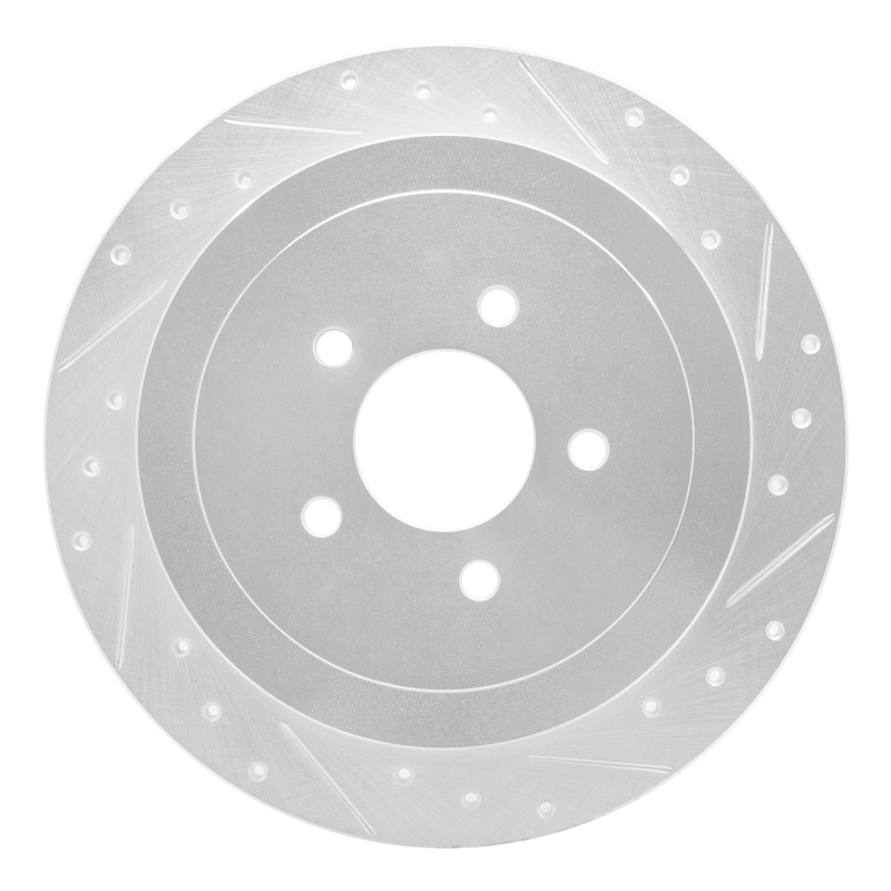 Lincoln Town Car Brake Rotor (1) - Rear Right - R1 Concepts - Drilled & Slotted - Silver - `03-`11